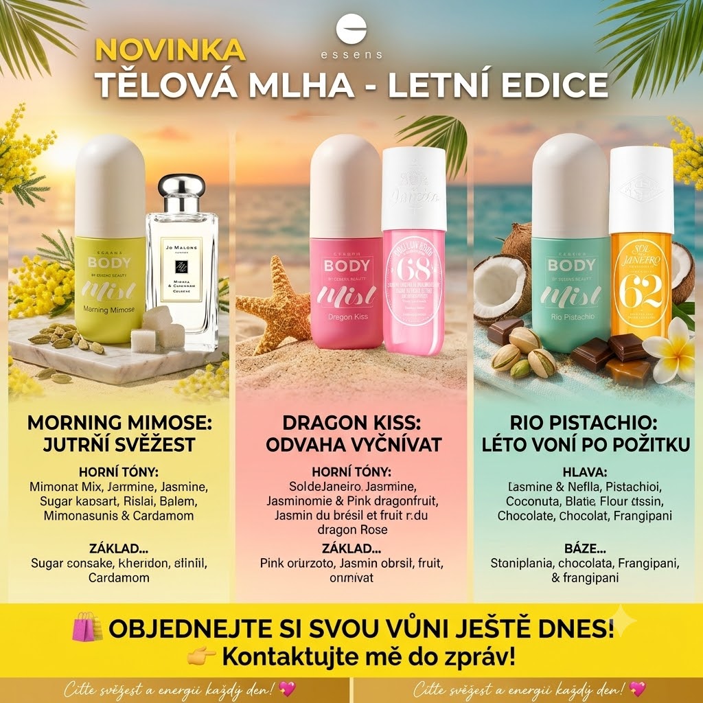 Essens letní vůně v podobě osvěžující voňavé mlhy - Essens Body Mist 2026.